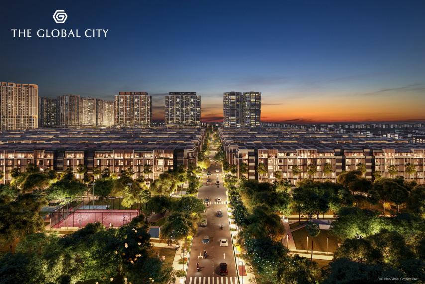 Phối cảnh tòa căn hộ Global city về đêm